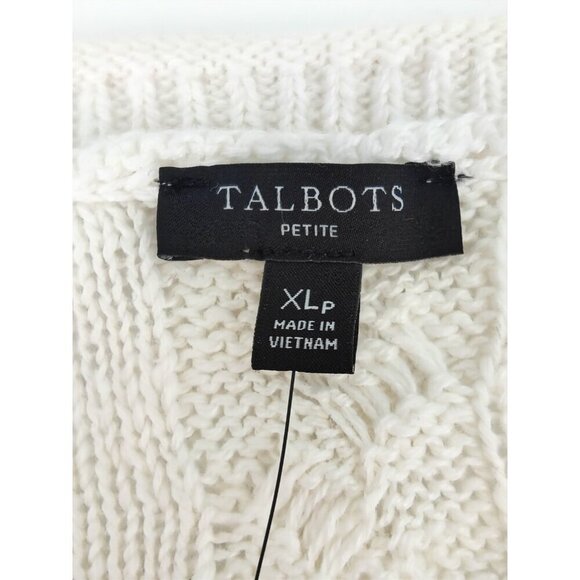 Talbots Women's White Linen Cotton Cable Knit Vest Sweater Size XL - Picture 3 of 8